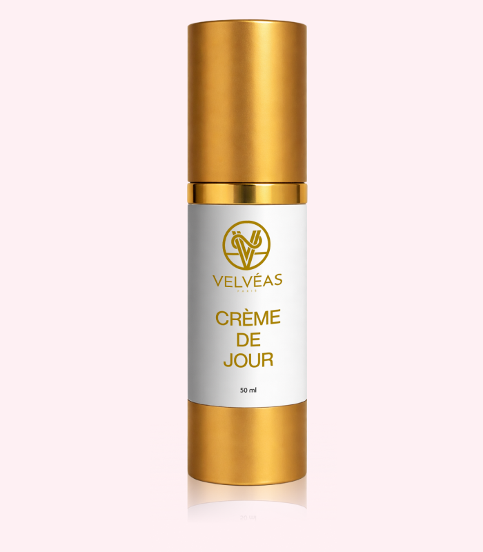 Crème de Jour Hydratante Velvéas Paris 50ml - Flacon pompe doré fermé soin visage jour